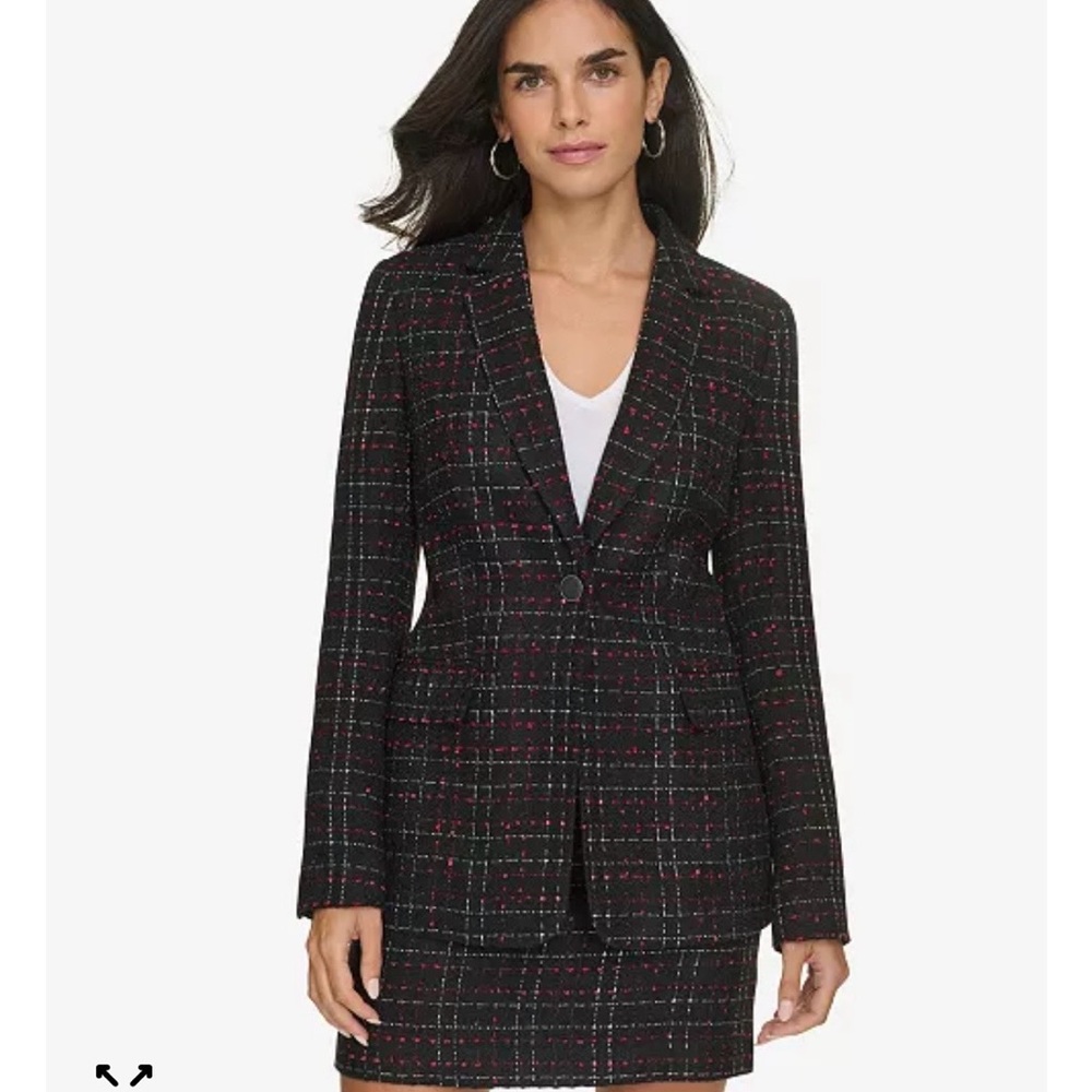 Calvin Klein Black and Red Checkered Blazer